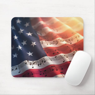 Musical Notes On an American Flag Mouse Pad