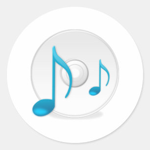 Musical Notes on CD Classic Round Sticker