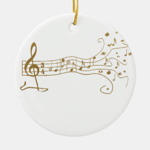 MUSICAL NOTES ON FUN  PENTAGRAM - HAPPY MUSIC GIFT CERAMIC ORNAMENT