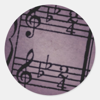 Musical Notes on Rough Purple Classic Round Sticker