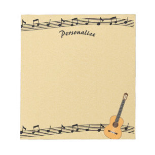 Musical Notes on Sheet Music & Guitar Personalize