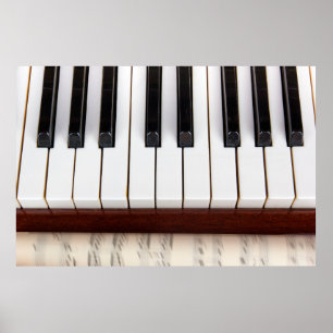 musical notes on the background of a pianoacoustic poster