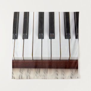 musical notes on the background of a pianoacoustic tapestry