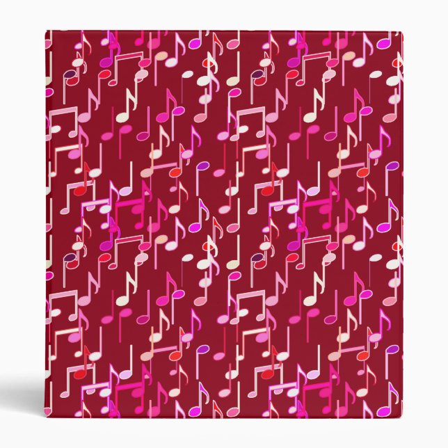 Musical Notes print - burgundy, multi Binder (Front)