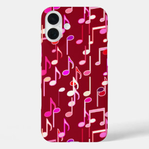 Musical Notes print - burgundy, multi iPhone 16 Plus Case