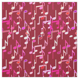 Musical Notes print - burgundy, multi Fabric