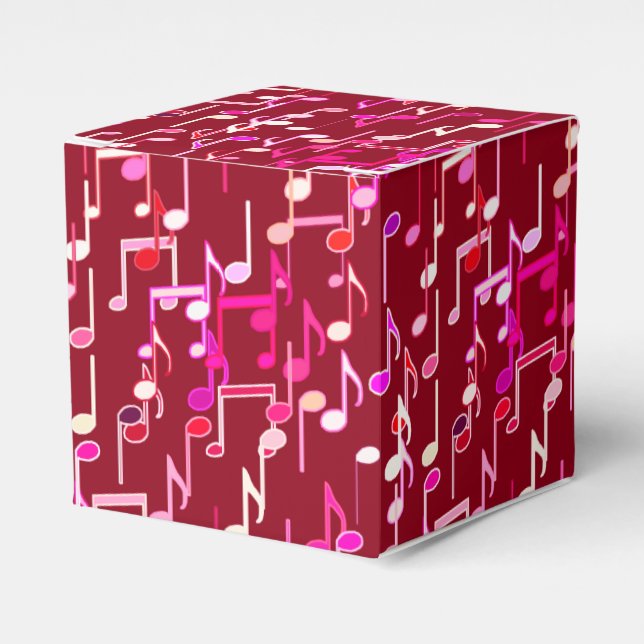 Musical Notes print - burgundy, multi Favor Box (Front Side)
