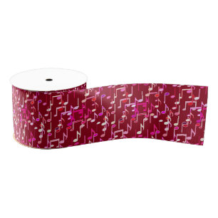 Musical Notes print - burgundy, multi Grosgrain Ribbon