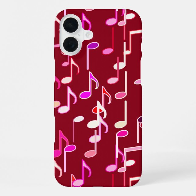 Musical Notes print - burgundy, multi iPhone Case (Back)