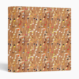 Musical Notes print - Caramel Tan, Multi Binder