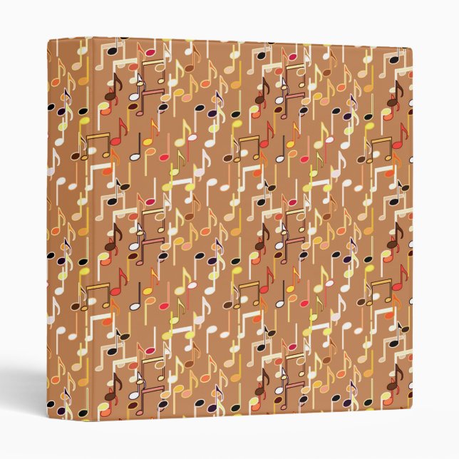 Musical Notes print - Caramel Tan, Multi Binder (Front/Spine)