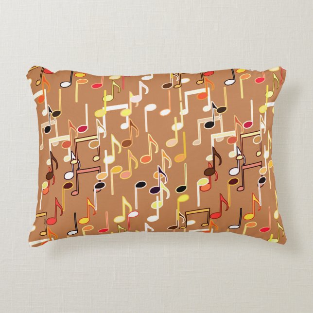 Musical Notes print - Caramel Tan, Multi Decorative Pillow (Front)