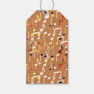 Musical Notes print - Caramel Tan, Multi Gift Tags