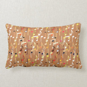 Musical Notes print - Caramel Tan, Multi Lumbar Pillow