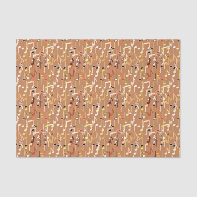 Musical Notes print - Caramel Tan, Multi Tissue Paper (Front)