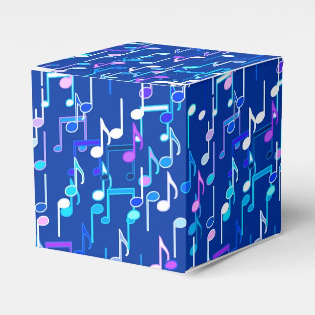 Musical Notes print - indigo blue, multi Favor Box (Front Side)