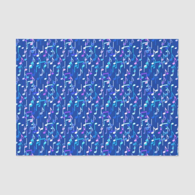 Musical Notes print - indigo blue, multi Tissue Paper (Front)