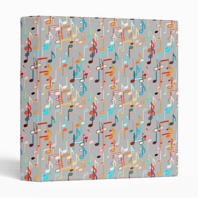 Musical Notes print - Medium Grey, Multi Binder (Front/Spine)