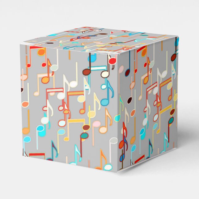 Musical Notes print - Medium Grey, Multi Favor Box (Front Side)