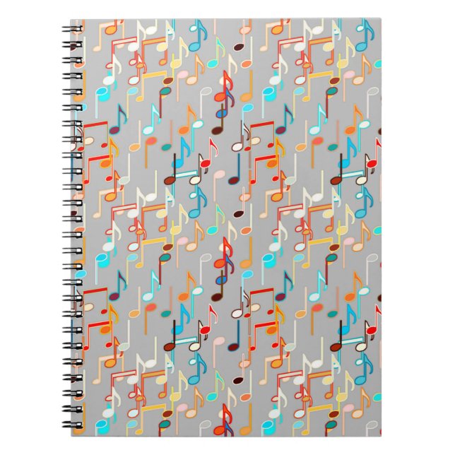 Musical Notes print - Medium Grey, Multi Notebook (Front)