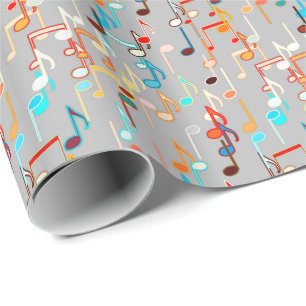 Musical Notes print - Medium Grey, Multi Wrapping Paper