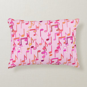 Musical Notes print - pink, multi Decorative Pillow