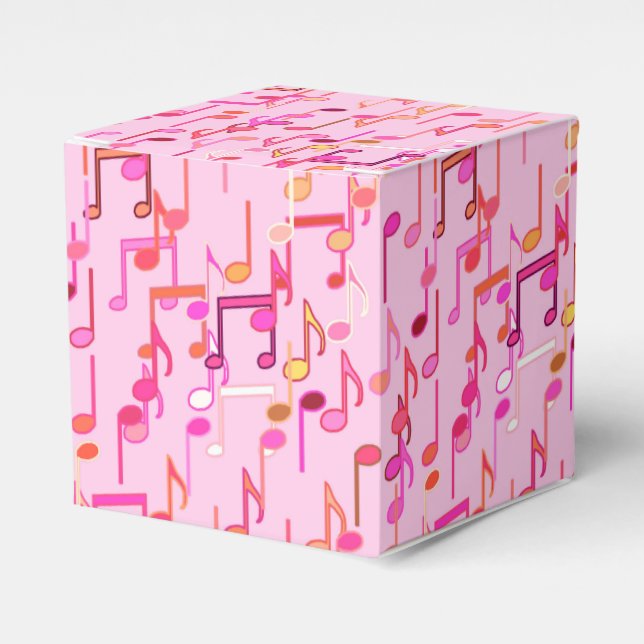 Musical Notes print - pink, multi Favor Box (Front Side)