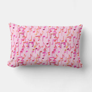 Musical Notes print - pink, multi Lumbar Pillow