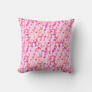Musical Notes print - pink, multi Throw Pillow