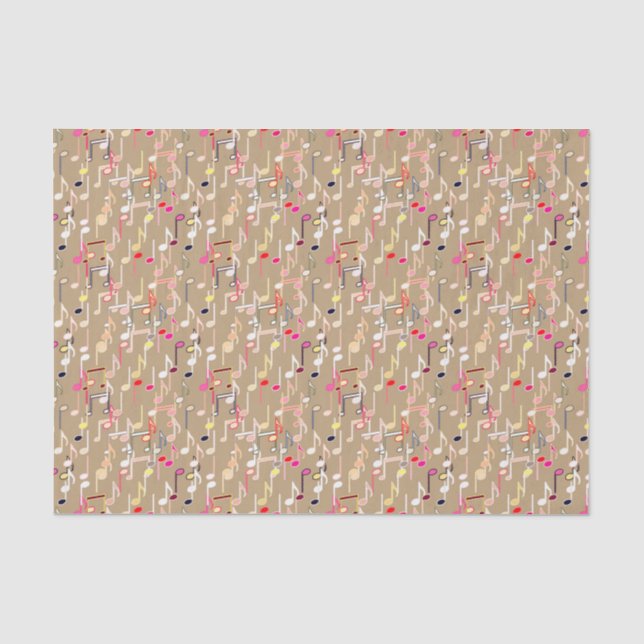 Musical Notes print - taupe tan, multi Tissue Paper (Front)
