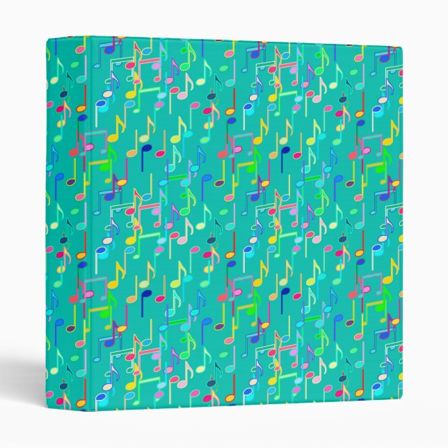 Musical Notes print - turquoise, multi Binder (Front/Spine)