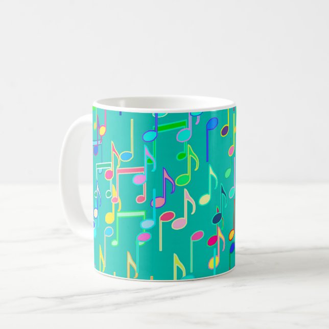 Musical Notes print - turquoise, multi Coffee Mug (Front Left)
