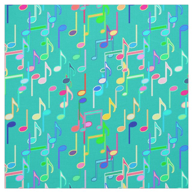 Musical Notes print - turquoise, multi Fabric (Swatch)