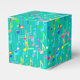 Musical Notes print - turquoise, multi Favor Box