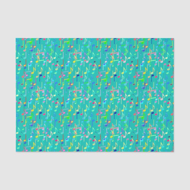 Musical Notes print - turquoise, multi Tissue Paper (Front)