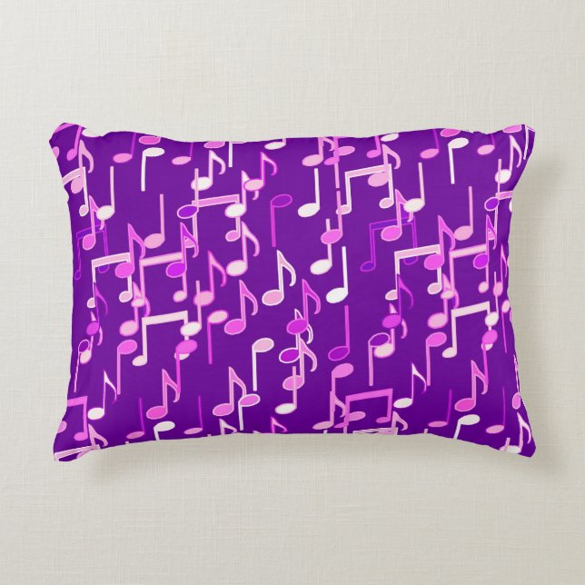 Musical Notes print - violet purple, multi Decorative Pillow (Front)