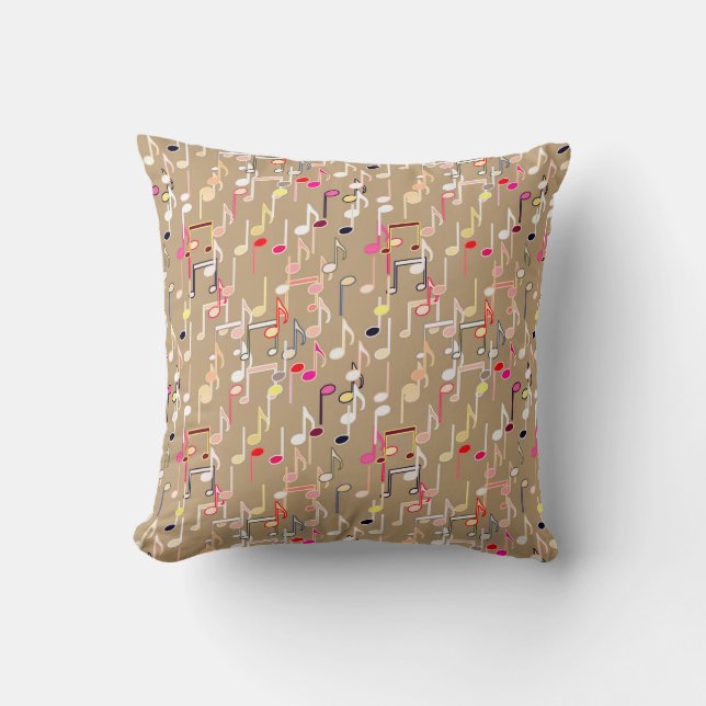 Musical Notes print - violet purple, multi Throw Pillow (Front)