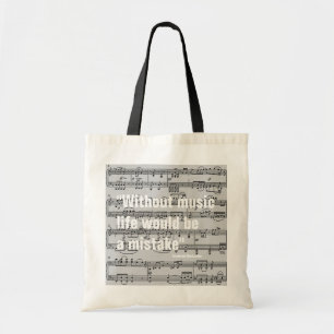 musical notes & quote tote bag