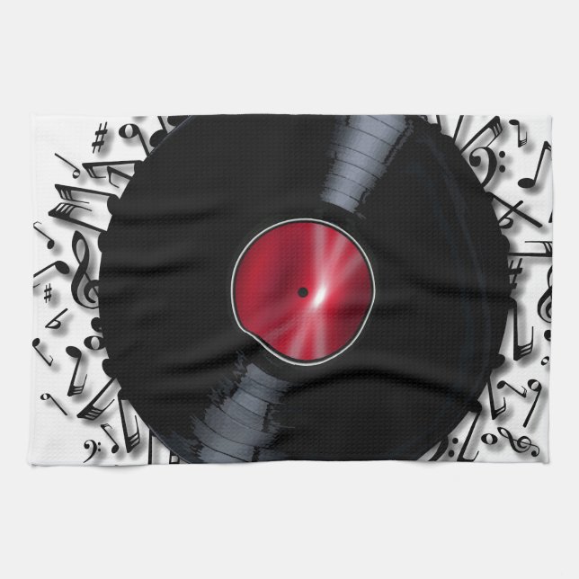 Musical Notes Record Kitchen Towel (Horizontal)