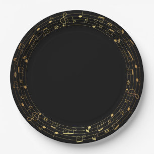 Musical Notes Round Border Framed Paper Plate