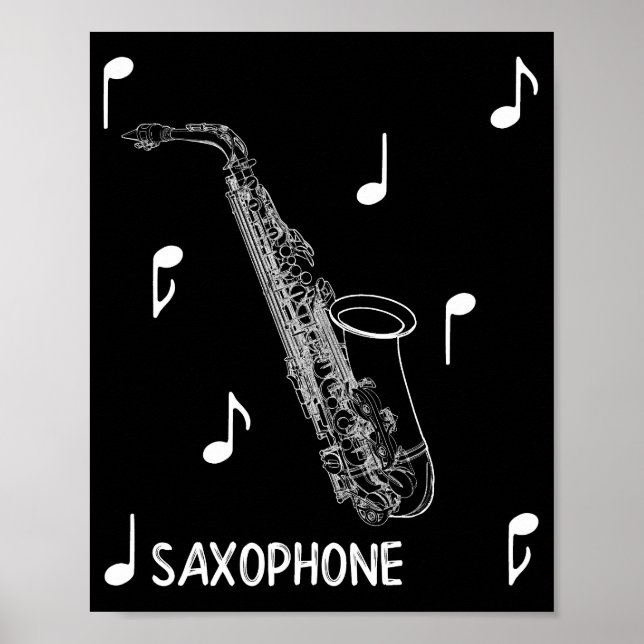 Musical Notes Saxophone Poster (Front)