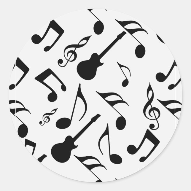Musical Notes - Sheet Music Design Classic Round Sticker (Front)