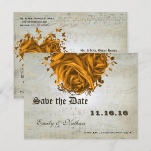 Musical Notes Silver and Gold Roses Save the Date