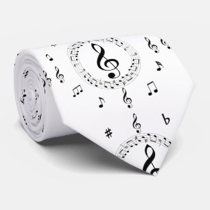 Musical Notes, Stylish, Black and White Tie