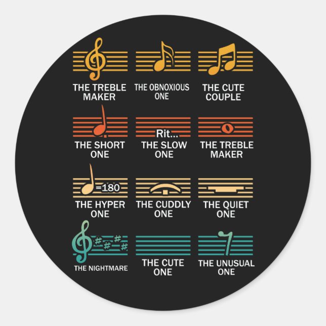 Musical Notes Symbol Definition Humour Funny Chris Classic Round Sticker (Front)