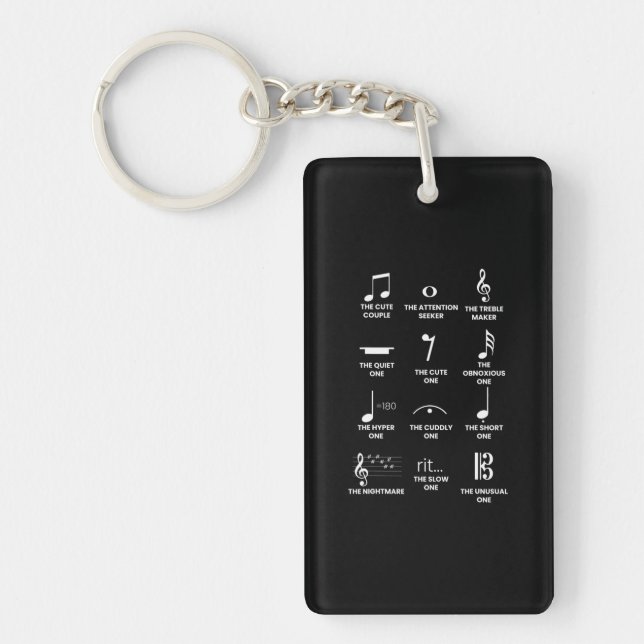 Musical Notes Symbol Definition Humour Musician Keychain (Front)