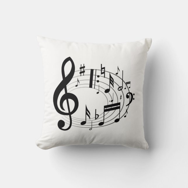 Musical Notes Throw Pillow (Front)