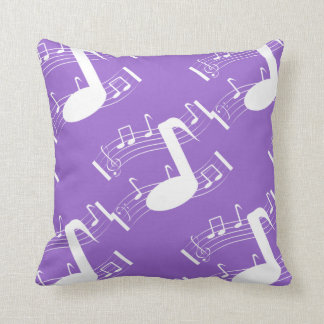 Musical Notes Throw Pillow Lavender & White