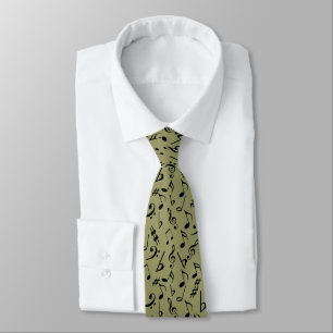 Musical Notes Tie - Pale Olive Green by Heard_