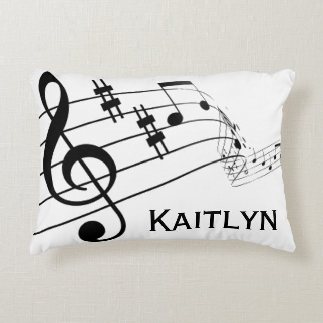 Musical Notes Treble Clef Personalized Decorative Pillow (Front)